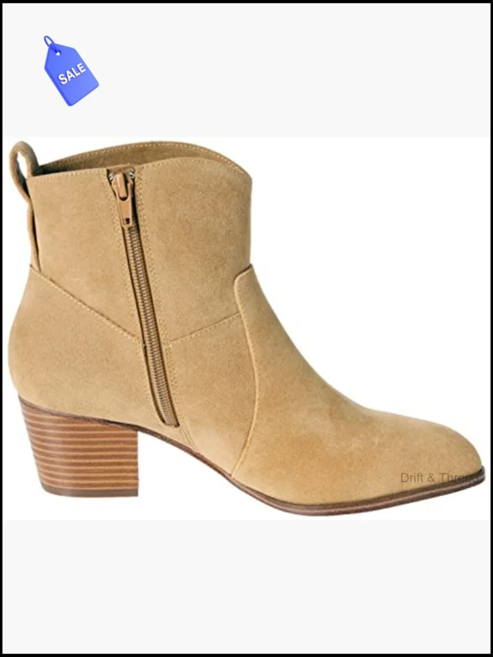 Women's Western Ankle Bootie Stacked Heel Memory Foam Non-Slip Zip